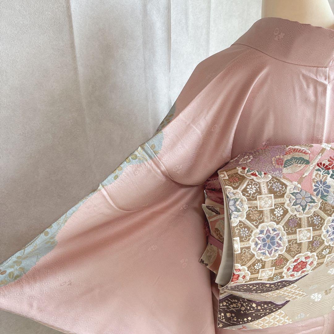 訪問着　フルセット　着物　正絹　入学式　手刺繍　絞り　紗綾形地紋　そよ風　G6