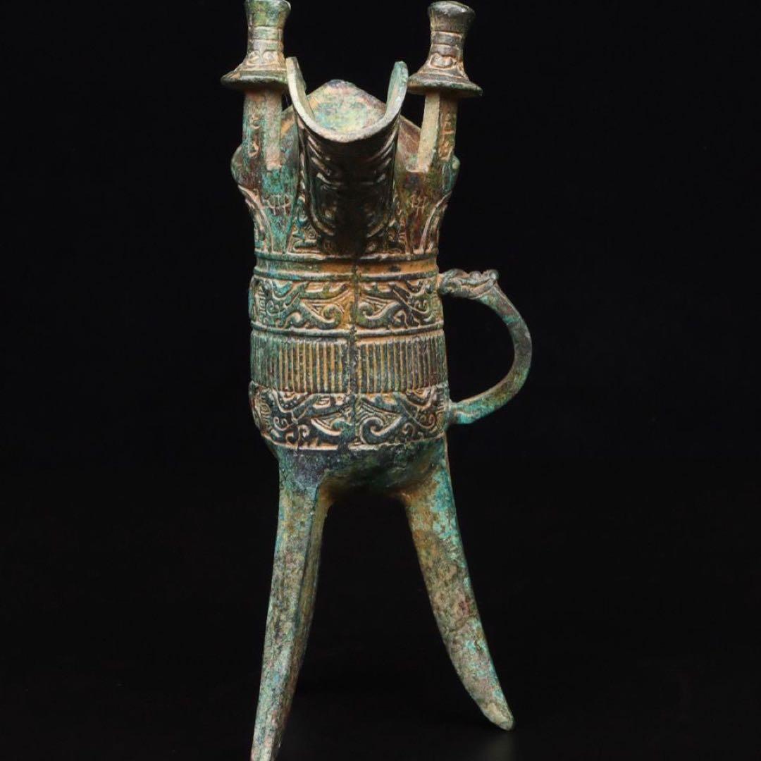 中国古美術品·古青銅器・青銅の美・鳳鳥紋爵杯・文房置物·風水開運・金運・財運UP