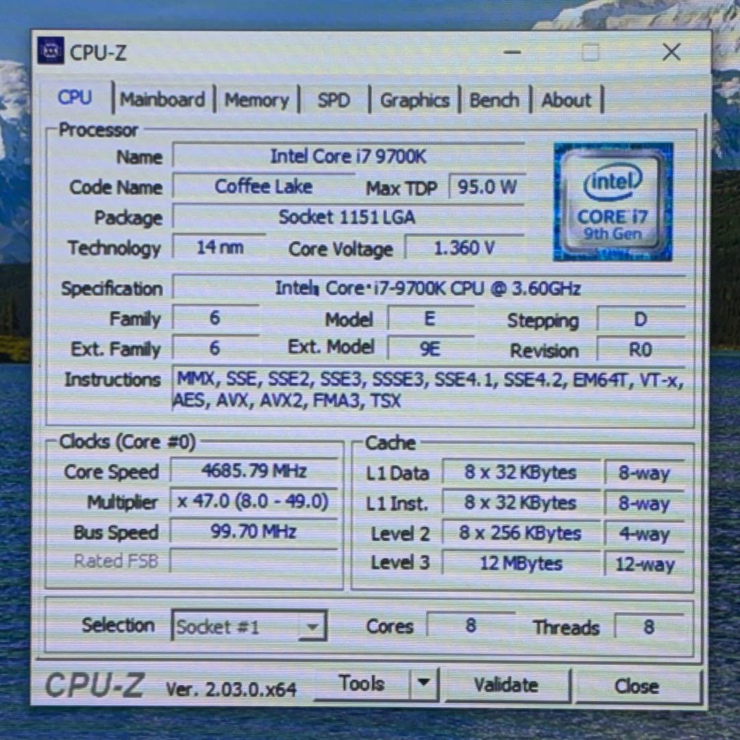 CPU Intel Core i7-9700K CPU