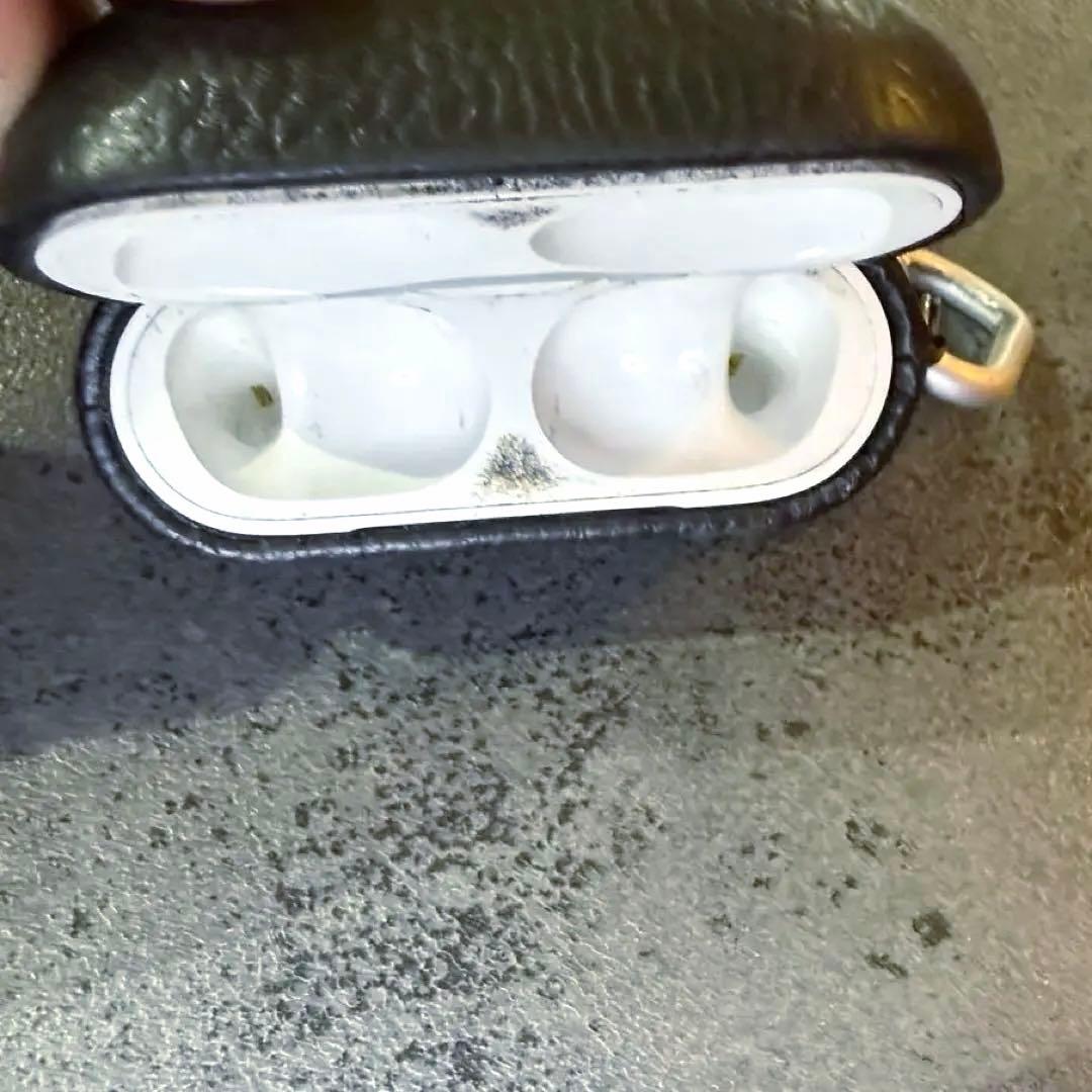 【付属品完備】AirPods Pro 第1世代 黒レザーケース付き