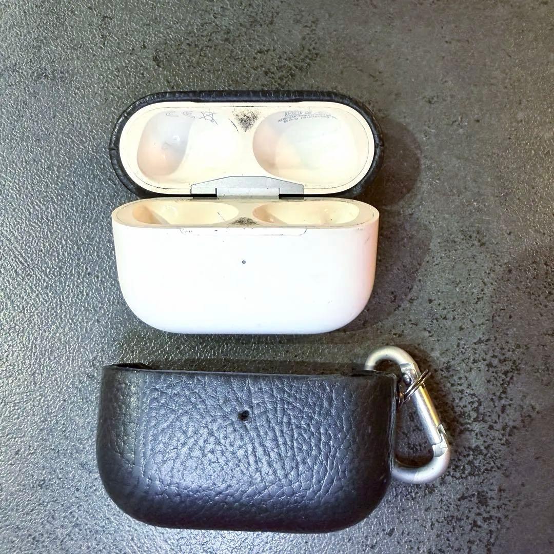 【付属品完備】AirPods Pro 第1世代 黒レザーケース付き