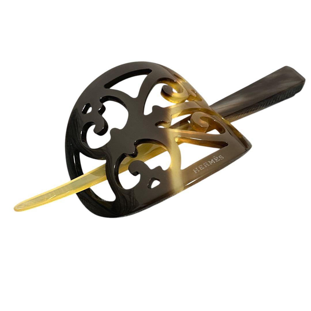 お買い得品✨ ロカイユ バッファローホーン髪飾り ブラウン ヘアアクセ エルメス