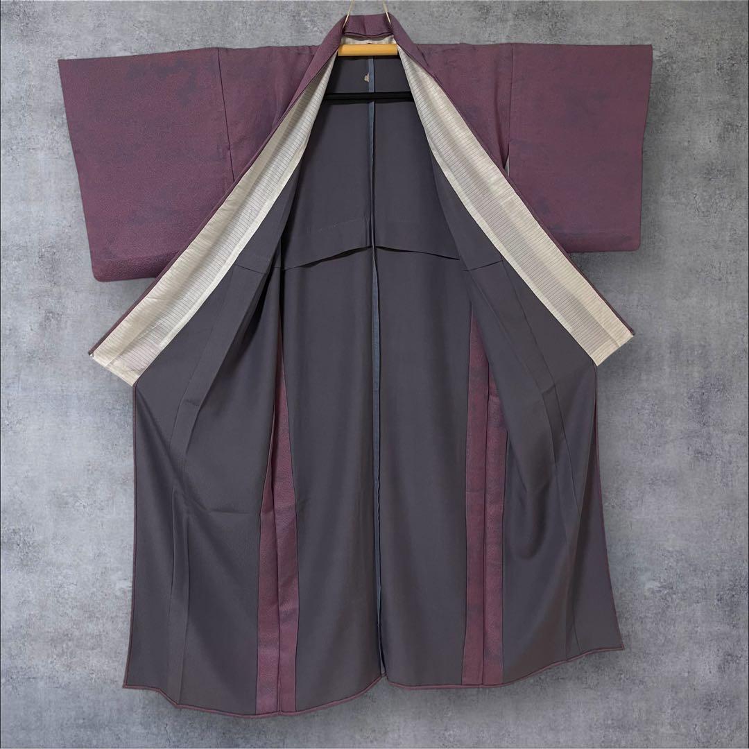 k181 単衣 色無地 洗える着物 うそつき袖 一つ紋 身丈149裄丈64.5