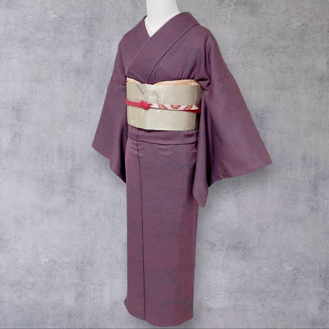 k181 単衣 色無地 洗える着物 うそつき袖 一つ紋 身丈149裄丈64.5