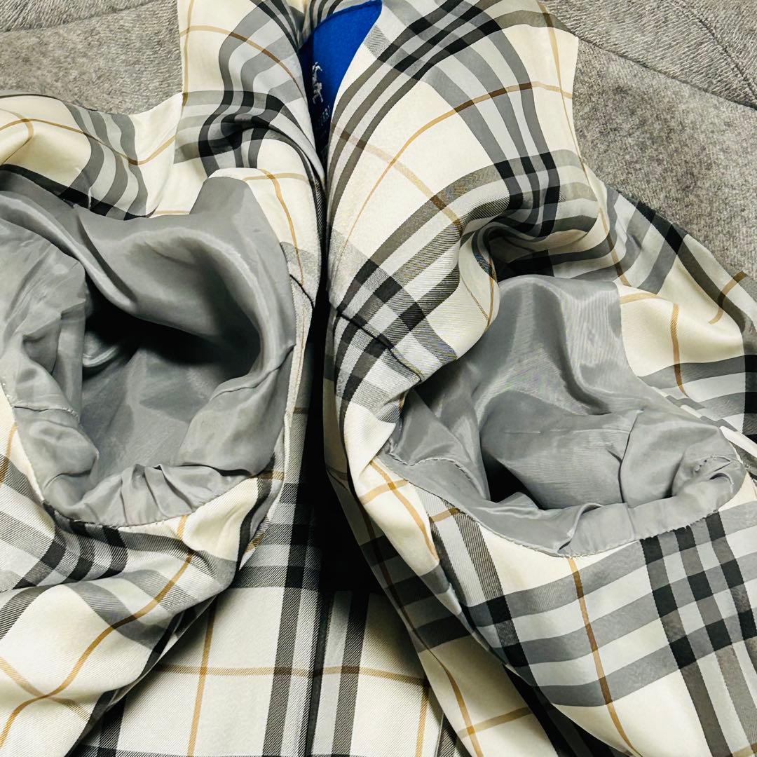 バーバリーブルーレーベル ウールコート グレー ノバチェック 40