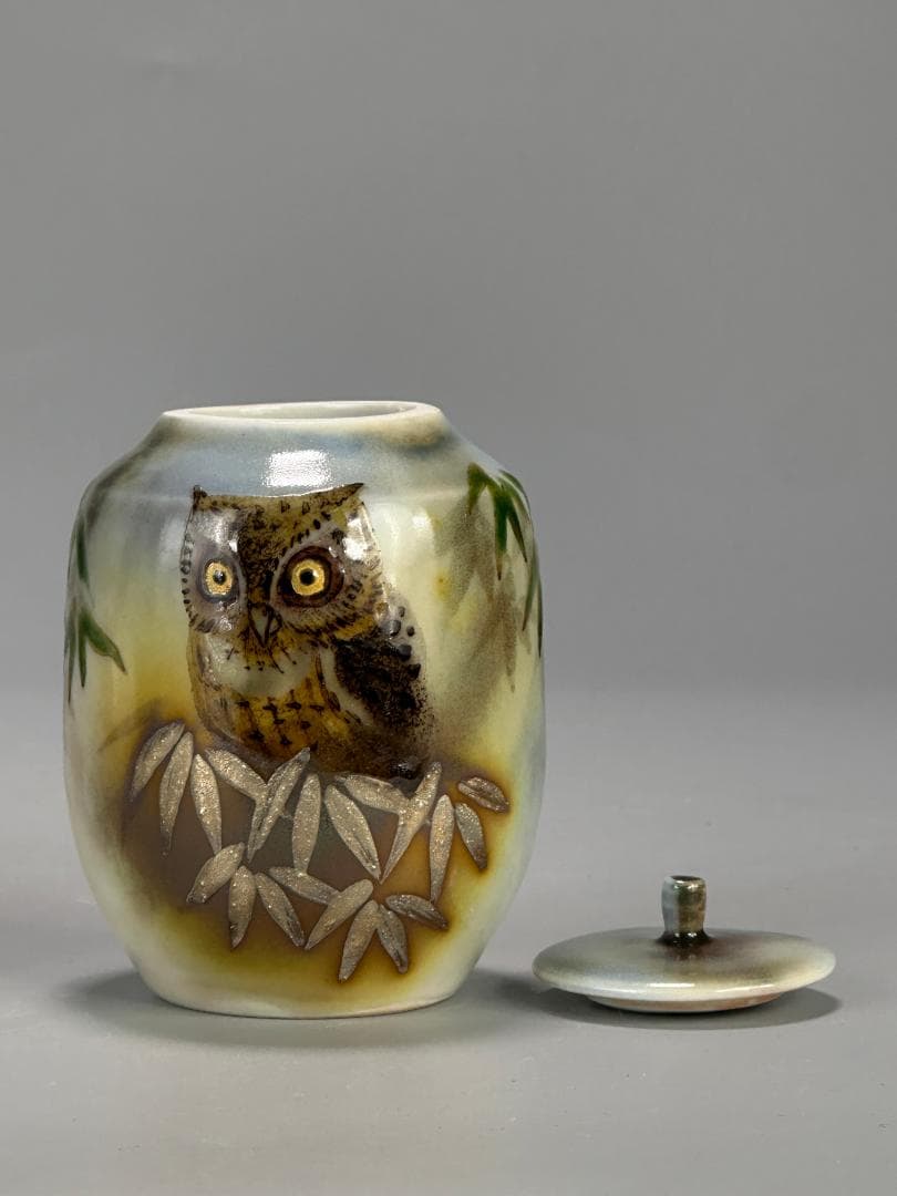 日本美術　茶道具　蓋付小壺　茶入　伊藤北斗作　共箱　師：人間国宝 　藤本能道