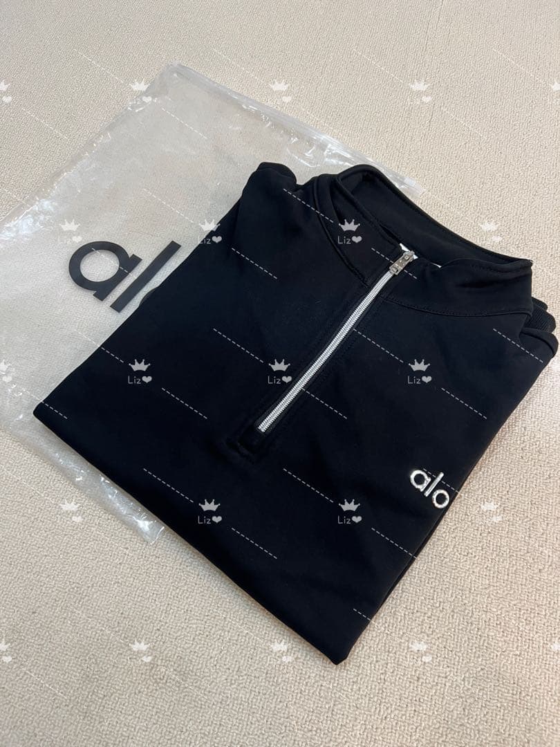 Alo ジップ プルオーバー ブラック