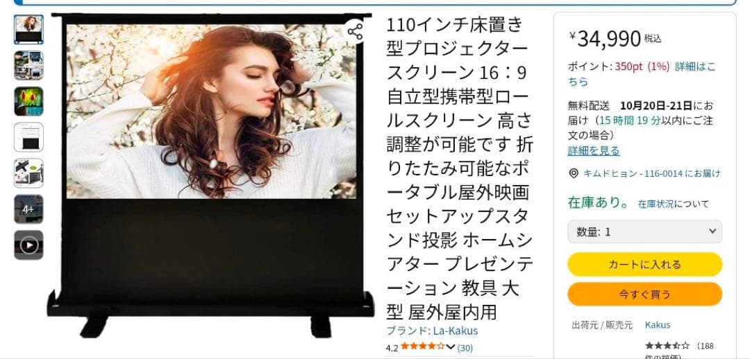 110インチ 自立型プロジェクタースクリーン 16:9