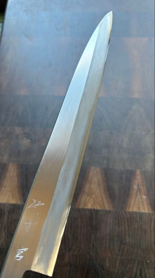 合羽橋　かまた刃研社　銀三　柳刃　240mm 包丁　和包丁　水牛朴　ステンレス
