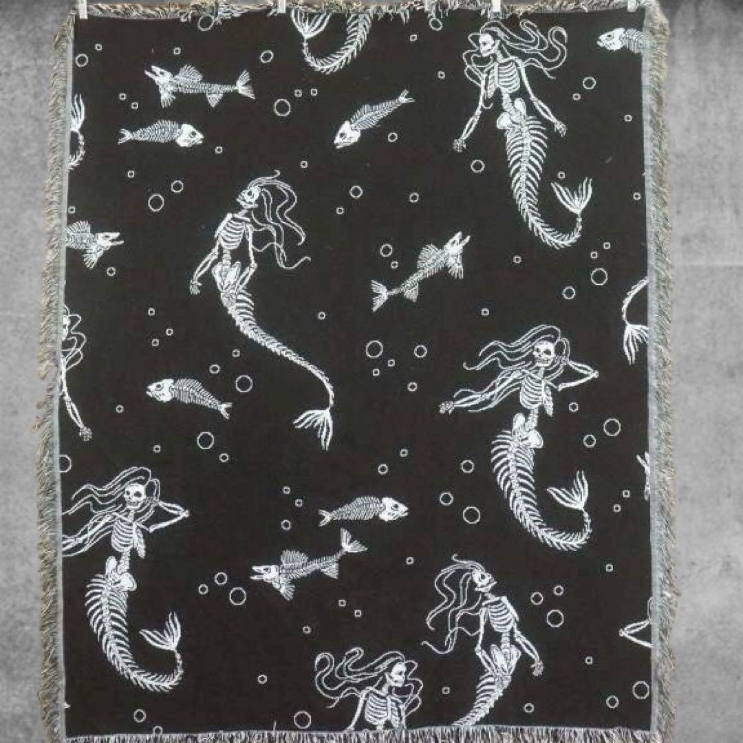 BNLP ラグ ブランケット ビンテージ 人魚 マーメイド 骨 魚 セクシー