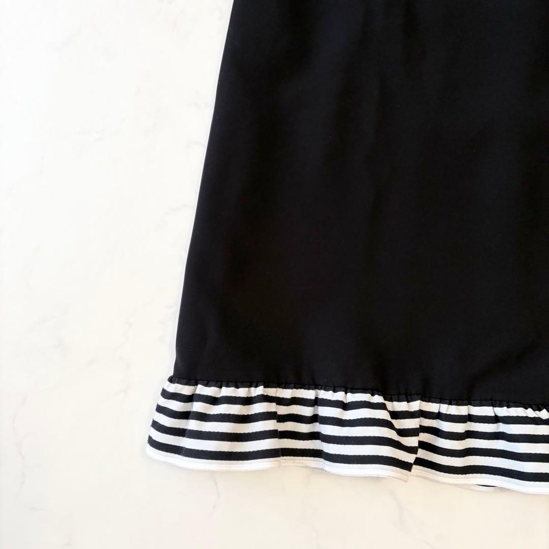 最終価格 ボーダーズアットバルコニー フリル フレア ワンピース ドレス 黒