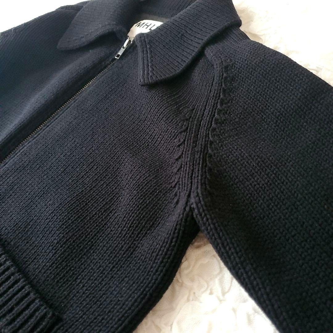 MHL マーガレットハウエル ニットジャケット ジップアップ カーディガン 黒