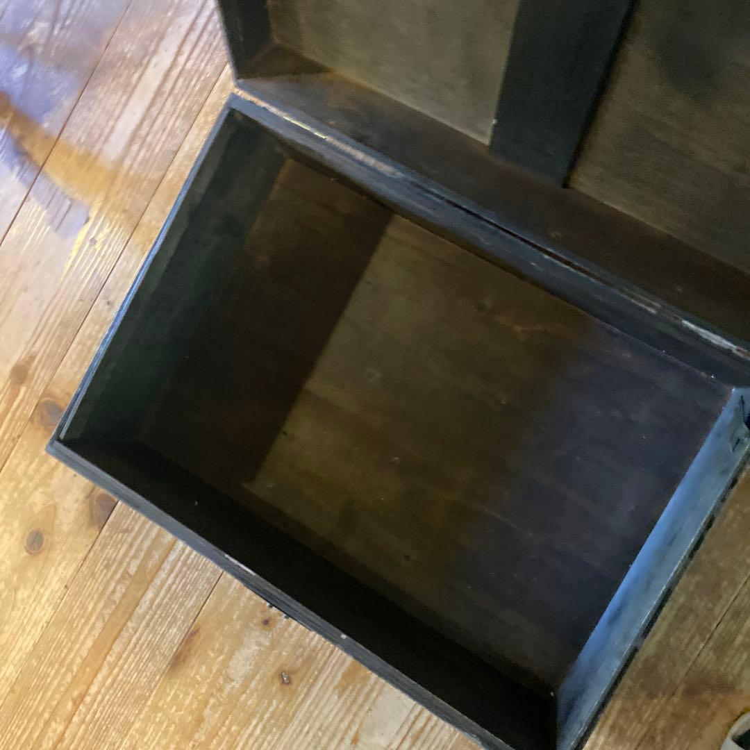 アンティーク調　レザー木箱　革張り　ケース　ボックス　蓋付き　トランク風