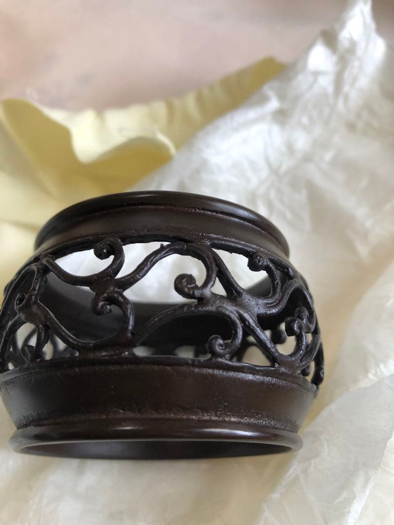 蠟型　唐草透　蓋置　金森紹栄氏造　共箱入