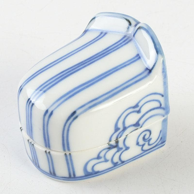 茶道具　平安　昭阿弥造　染付　冠香合　共箱　V　9338