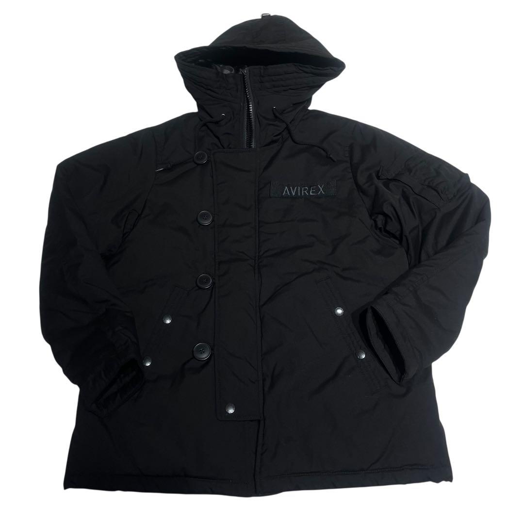 【美品】AVIREX ブラック Lサイズ フード付き 冬物 人気