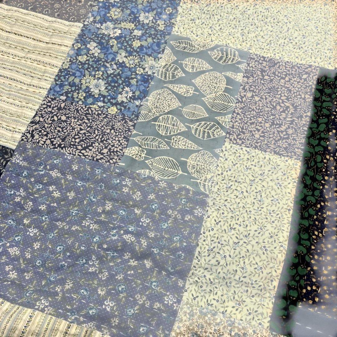 カンタキルト　刺子　ラリーキルト　約90d×100cmハンドメイド　パッチワーク