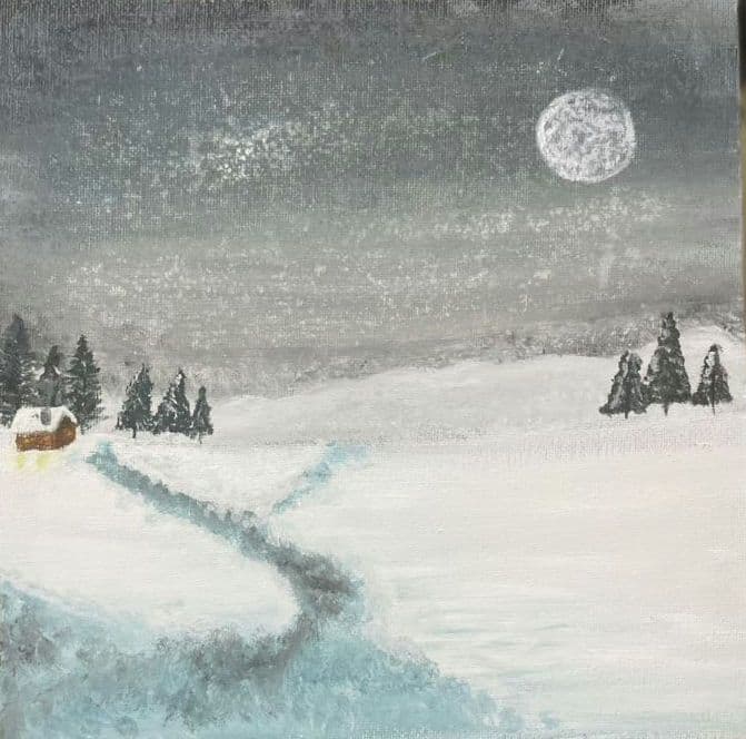 『ヒカリ』冬の風景画5点まとめ キャンバス×3 ハガキサイズ×2