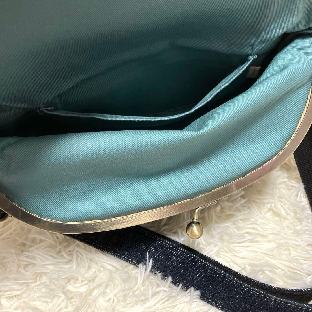 AYANOKOJI 口折れ型 がま口 クロス ボディバッグ デニム ヒッコリー