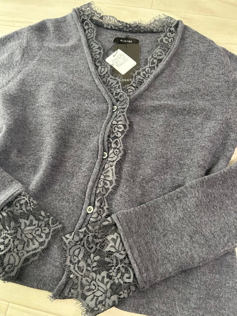 未使用 anuans アイラッシュレーストリミングニット