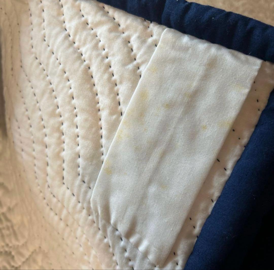 値下げ中！【一点物！】高級　手縫いハワイアンキルト 198×198 ホヌ柄 紺色