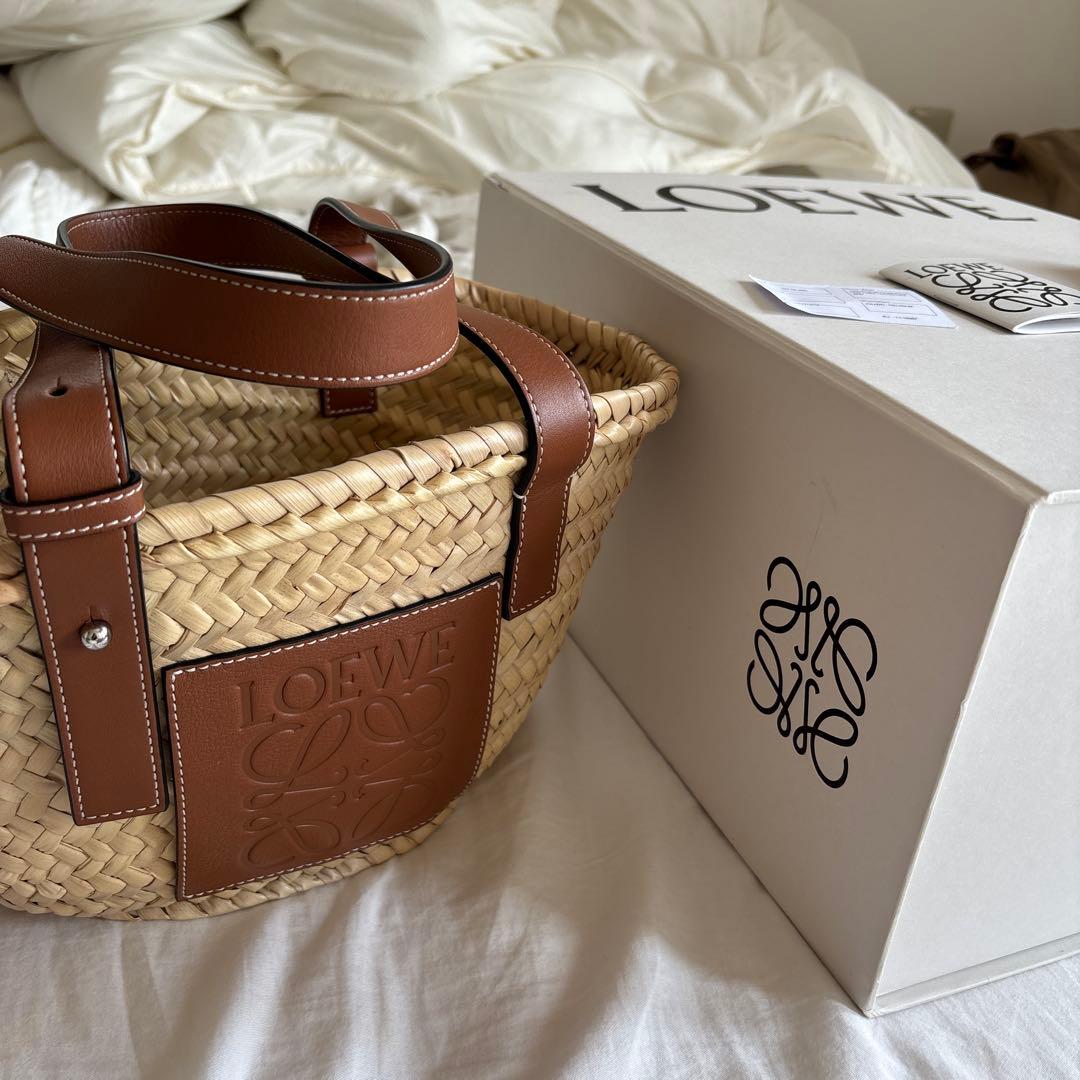 LOEWE かごバッグ ストロー レザースモール