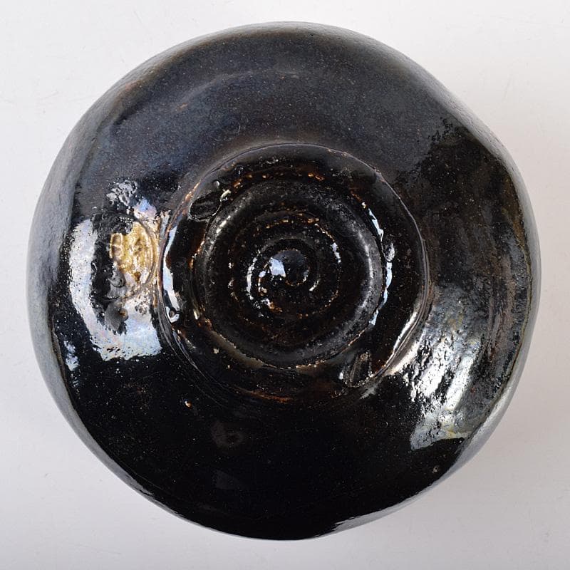 茶道具　楽吉左衛門　十代旦入造　黒楽茶碗　共箱　M　R8075