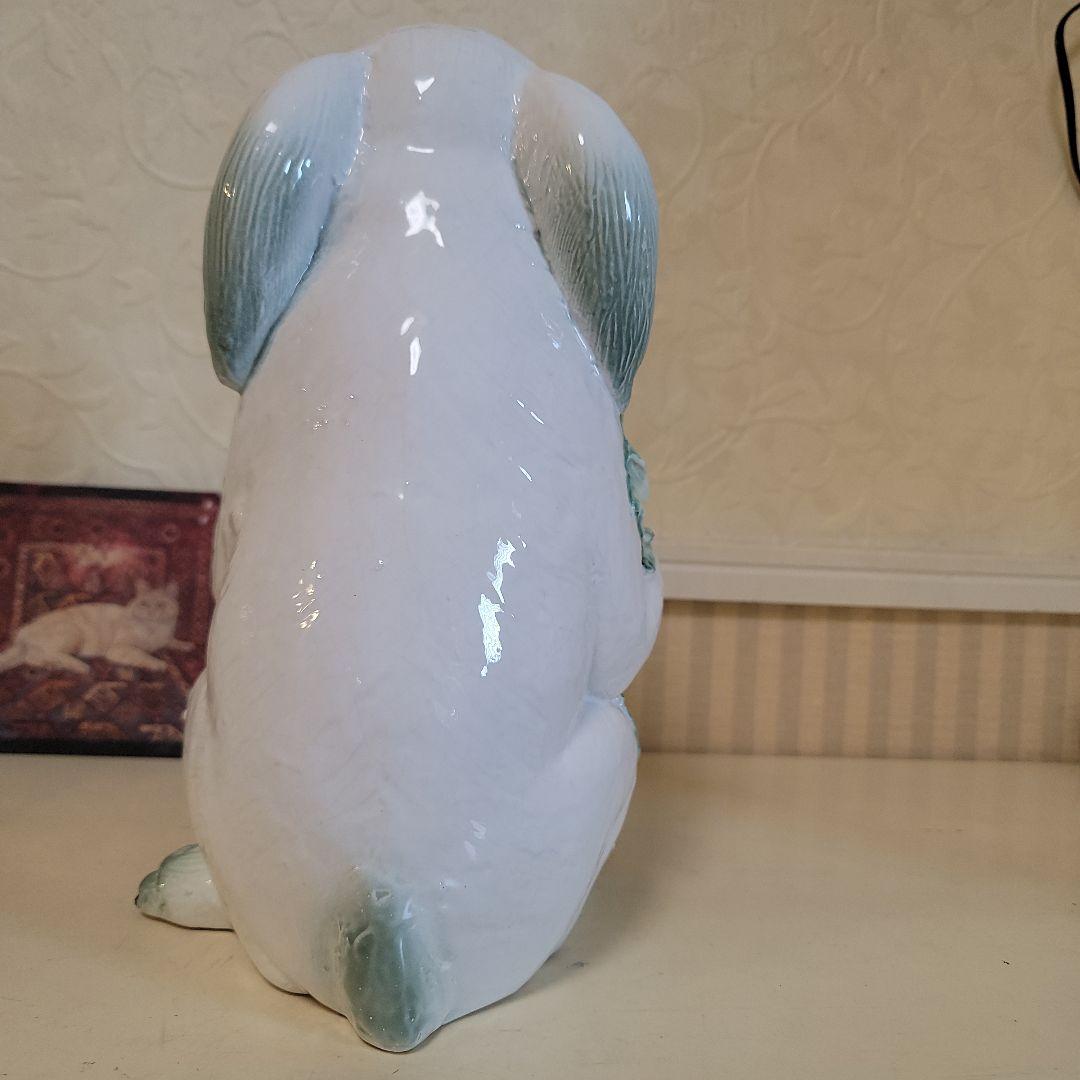 ウサギの置物　陶器製　ヴィンテージ　垂れ耳ウサギのオブジェ　希少