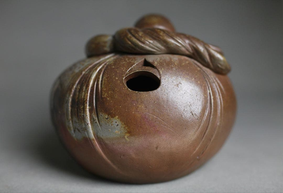 備前焼 難波好陽 細工 縁起物 七福神 布袋 置物 在銘 時代物 香炉 備前