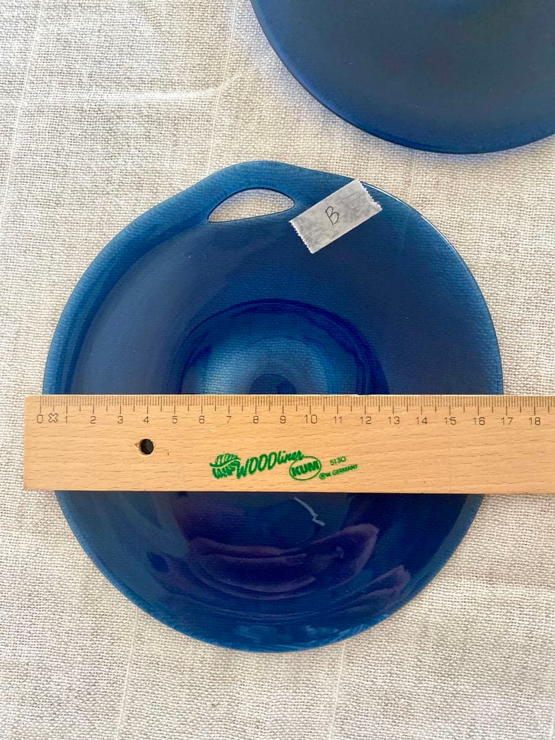 factoryzoomer reclaimed blue 楕円ガラスプレート2枚