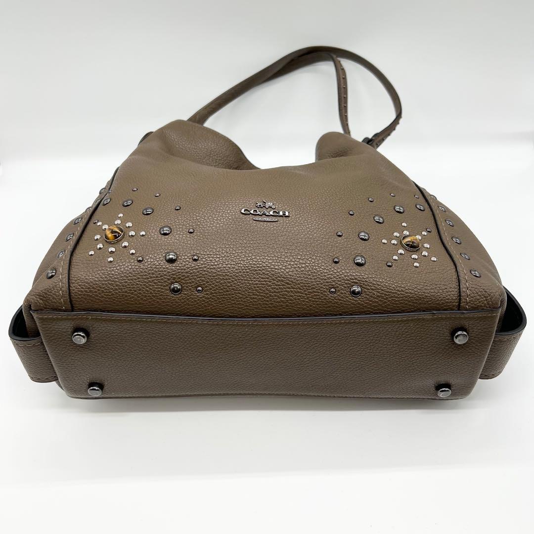 美品✨コーチ　ショルダーバッグ　ウエスタンリベット　イーディー　レザー　ブラウン