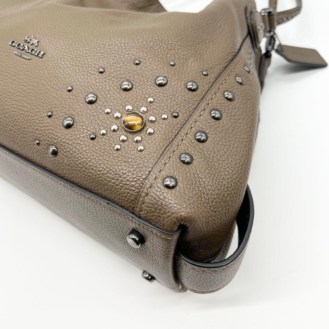 美品✨コーチ　ショルダーバッグ　ウエスタンリベット　イーディー　レザー　ブラウン