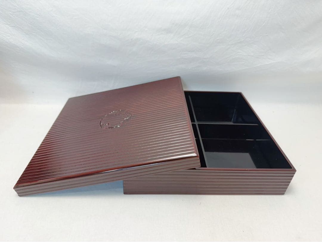 懐石道具 浅己造 輪島塗 木製溜塗 幕の内 縁高重箱 五客揃 内黒 底印 共箱