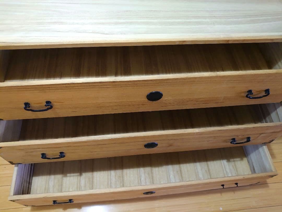 難あり 桐箪笥 天然木 整理箪笥 3段引出し収納 木製 和タンス 棚