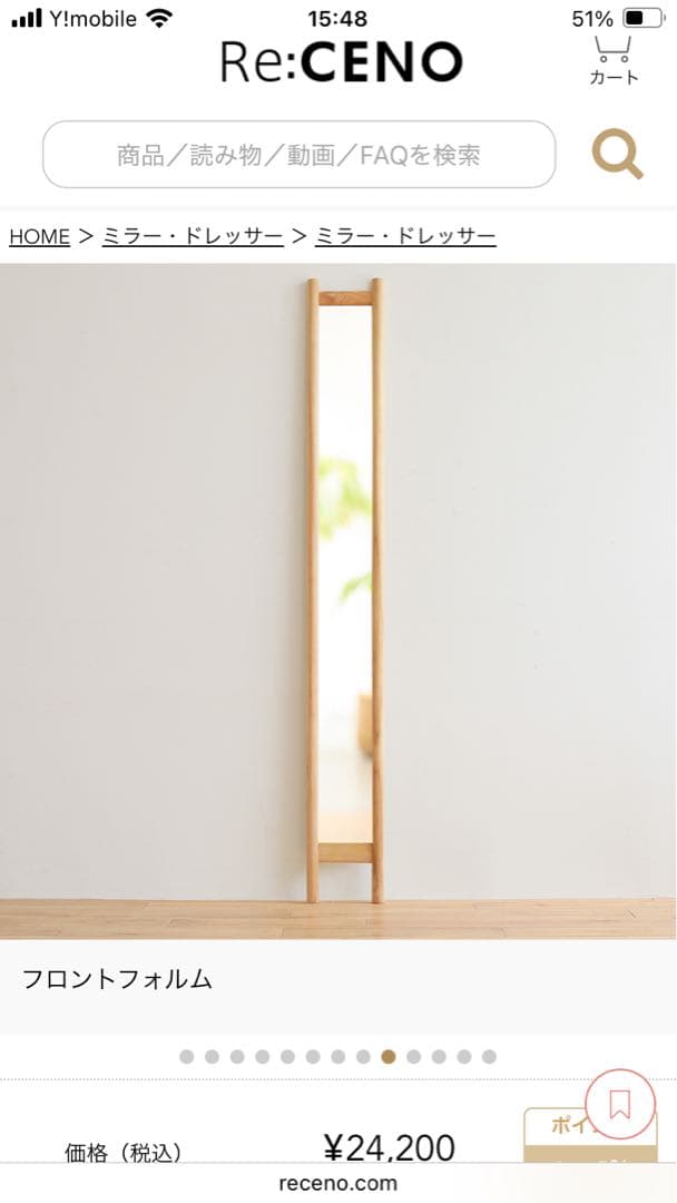 HOKOS スリムミラー リセノインテリア