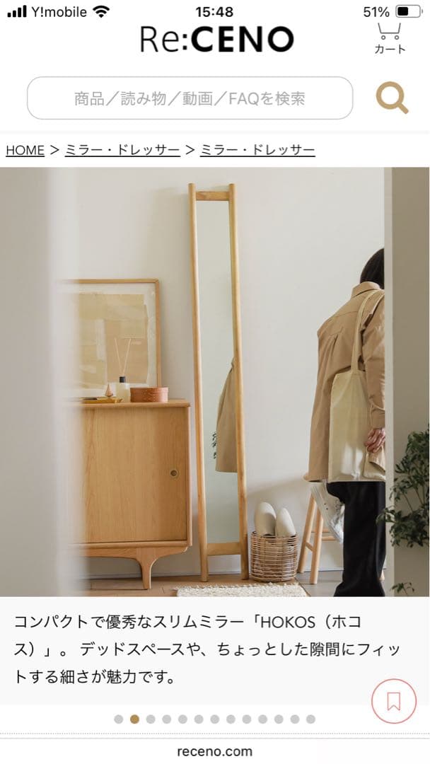 HOKOS スリムミラー リセノインテリア