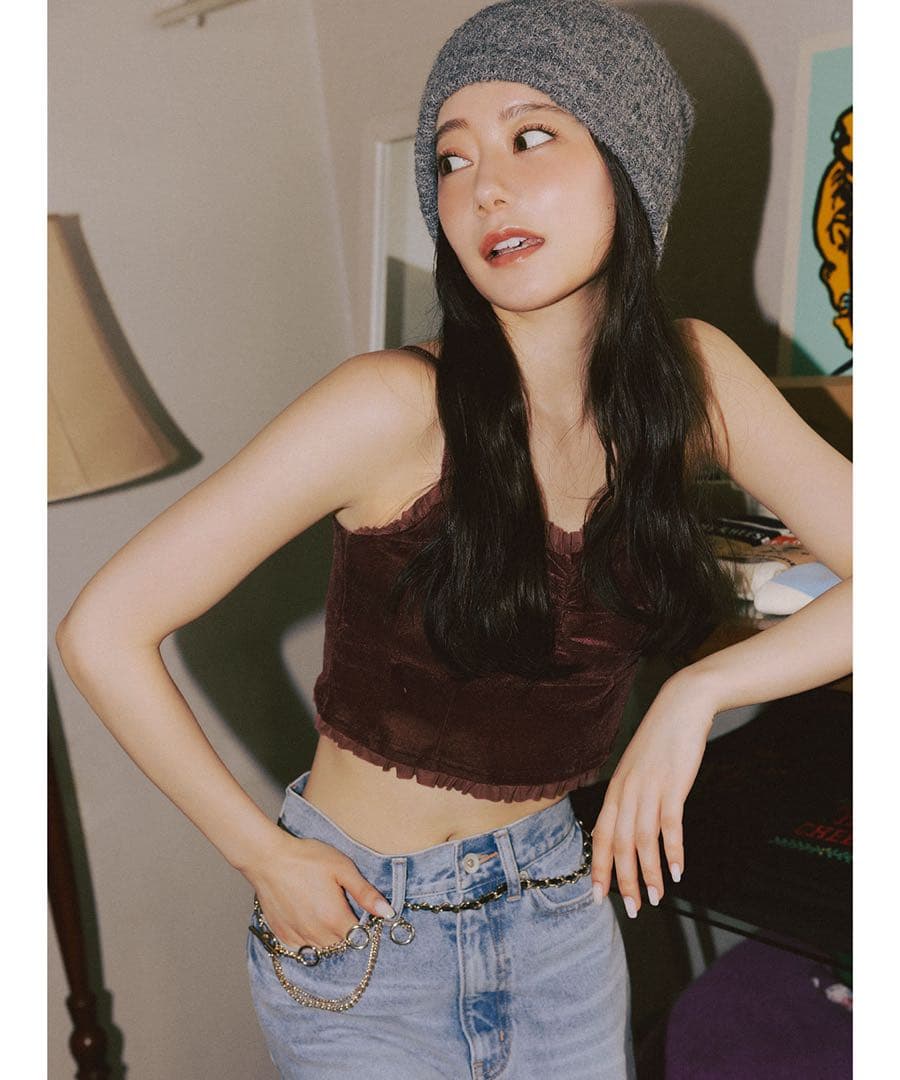 【新品未使用】完売商品！ココディール ベロアビスチェキャミソール&カーディガン