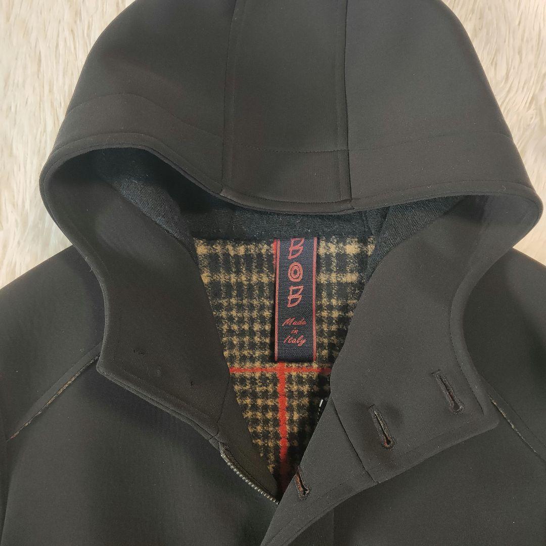 BOB ボンディングコート 大きいサイズ フーデットコート チェック ブラック