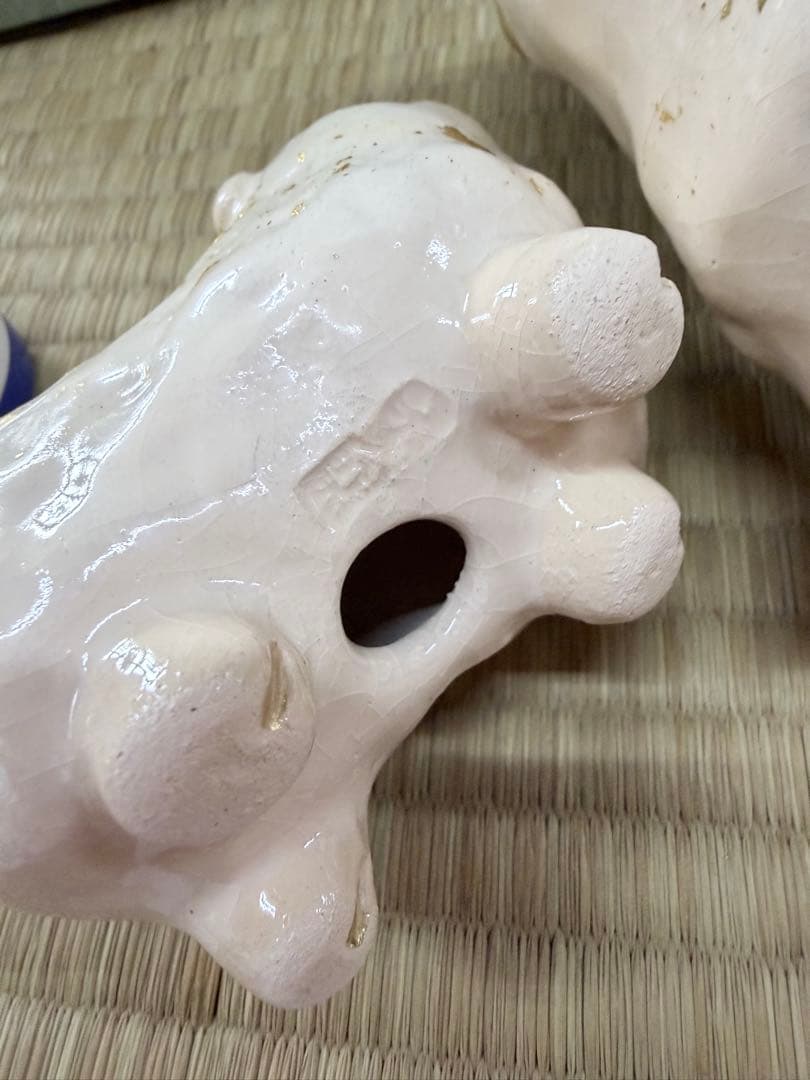 陶器製ひつじの置物（大・小） 楽入釜　1023