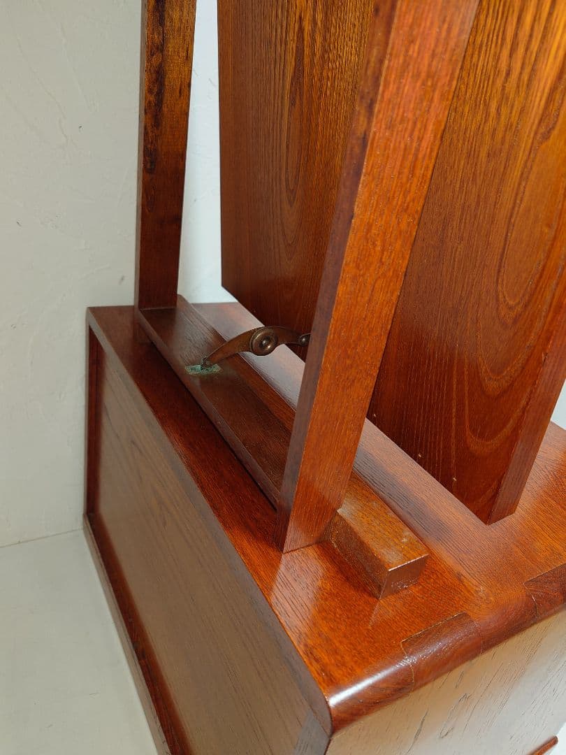 高級天然木 鏡台 姿見 ドレッサー 昭和レトロ ミラー 収納 引き出し 小箪笥