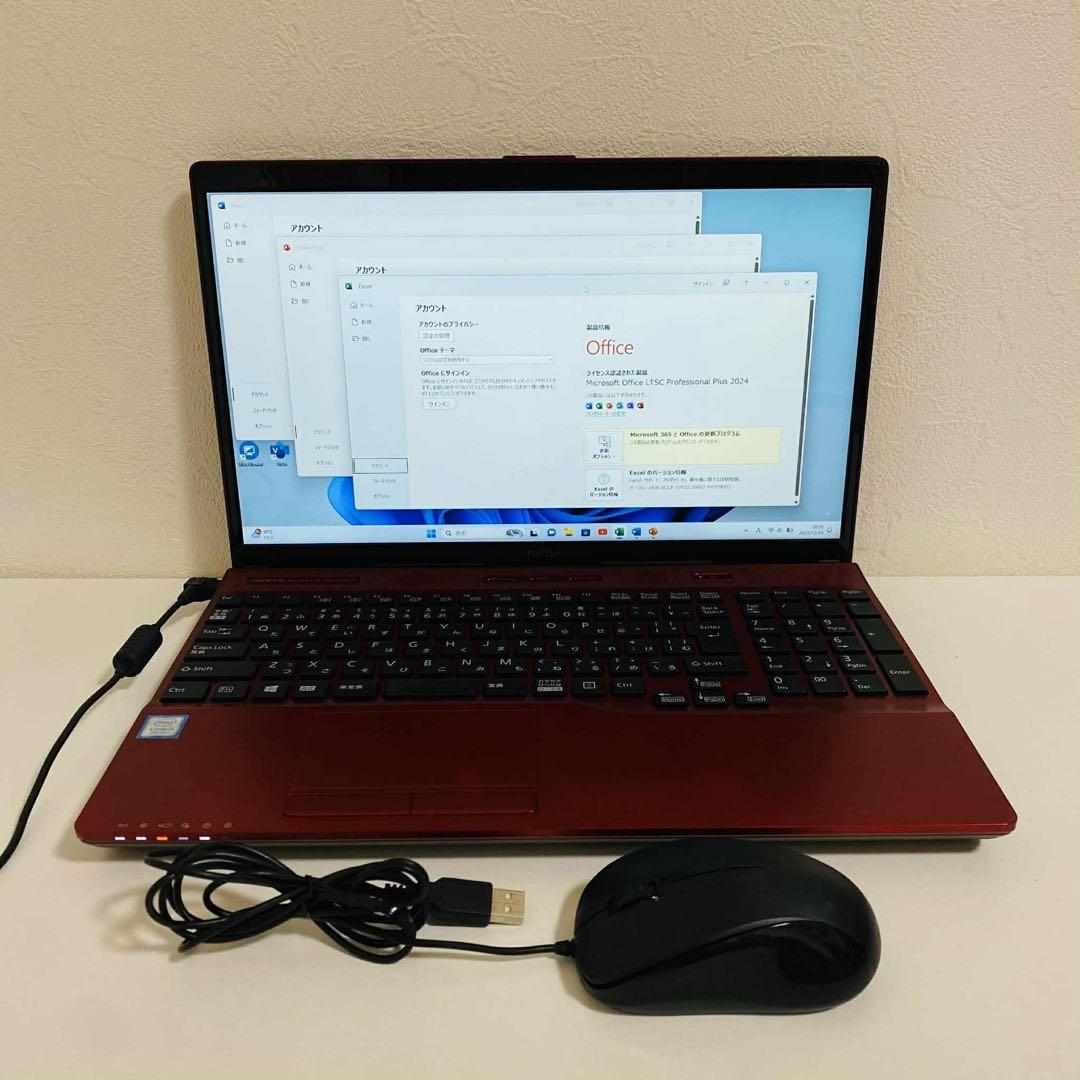 Y988 FujitsuノートパソコンSSD第7世代WEBカメラWindow11