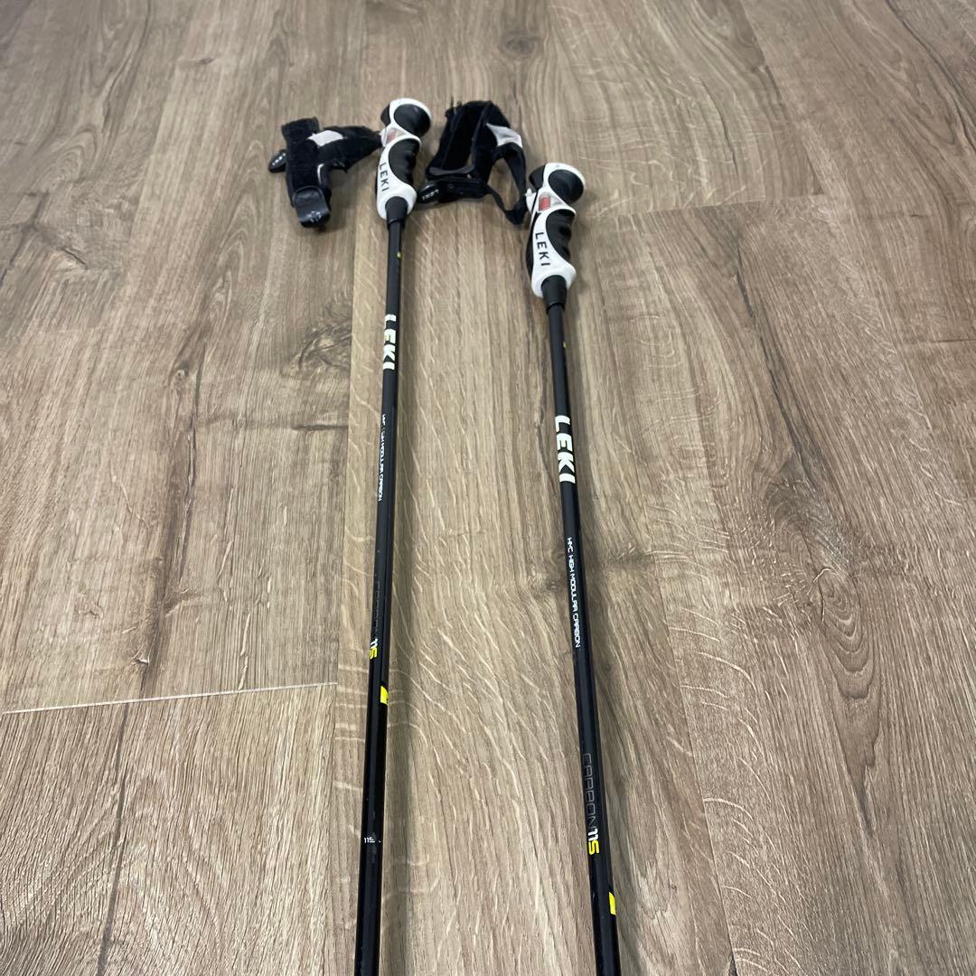 LEKI スキーストック 115cmカーボン製&トリガーストラップ