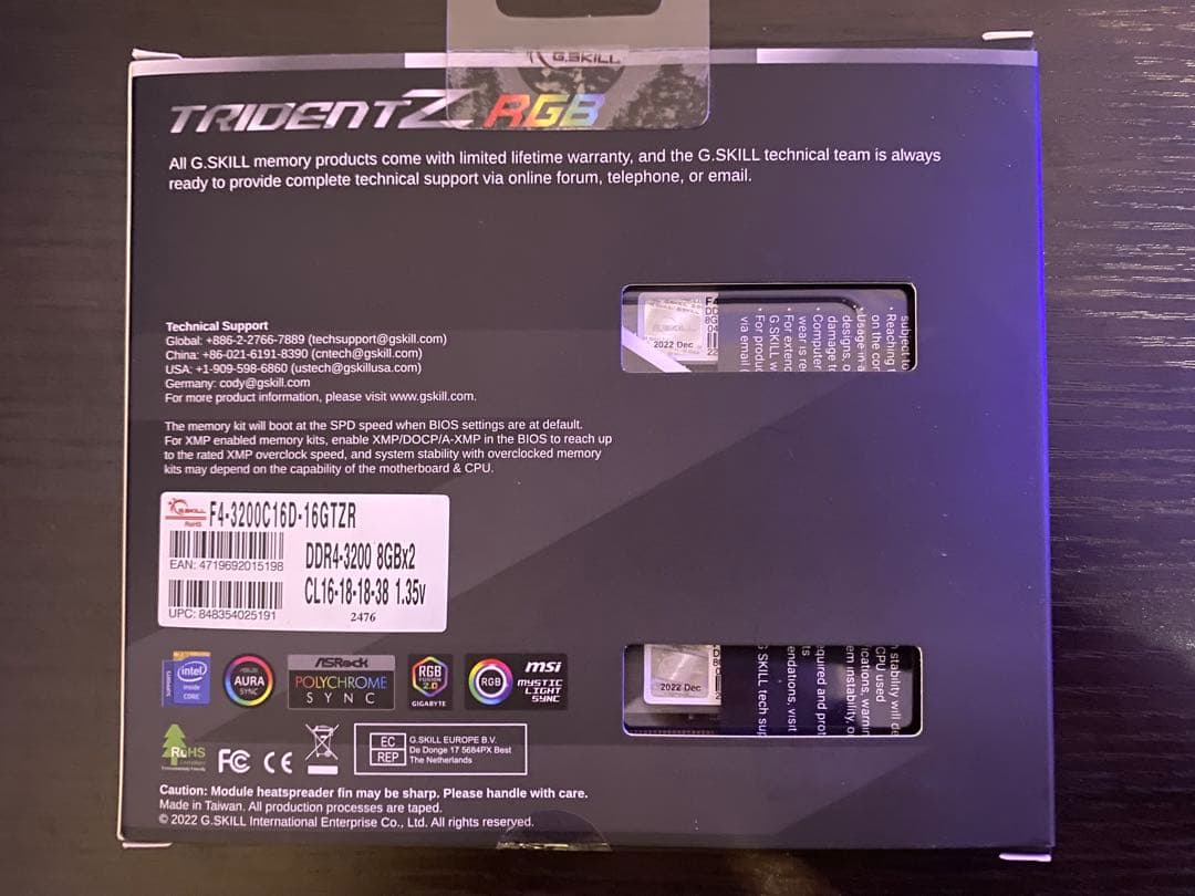 【新品】 G.Skill メモリ DDR4-3200 (8GB×2)