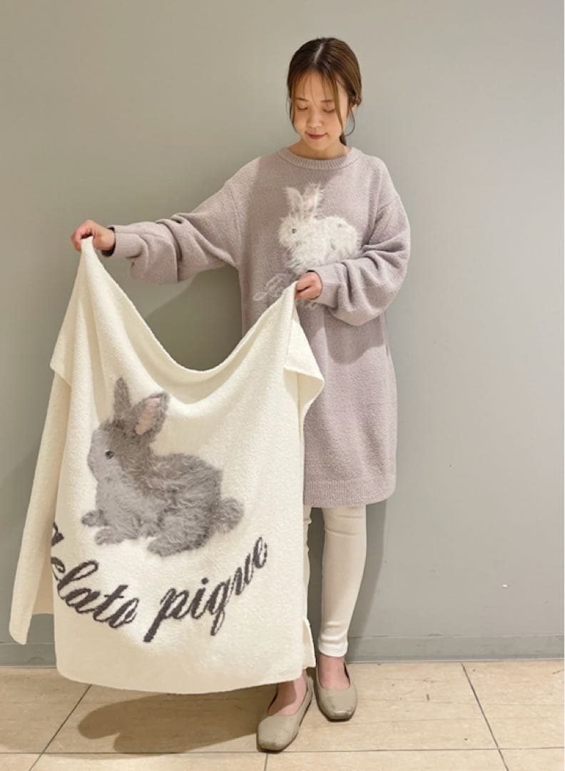 ジェラートピケ ベビモコ ラビットジャガードブランケット　うさぎ