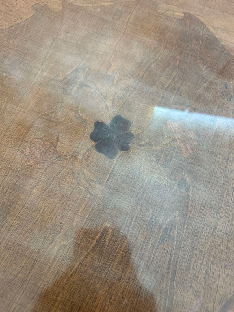 コーヒーテーブル 花象嵌 艶あり アンティーク家具 イタリア ロココ調　バラ意匠