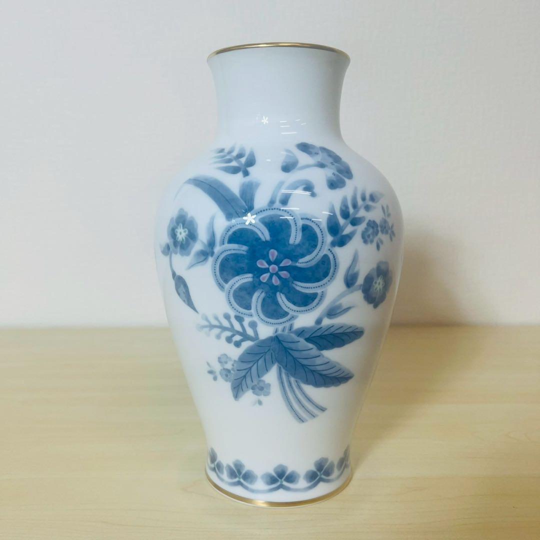 大倉陶園 OKURA 陶器 花瓶 フラワーベース 金彩 花器 花生 壺 ツボ