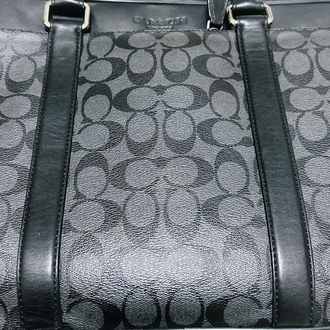 COACH シグネチャー　ビジネスバッグ レザー　グレー　ブラック　メンズ