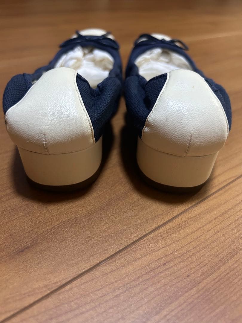 CHANEL 靴 ネイビー バレエシューズ