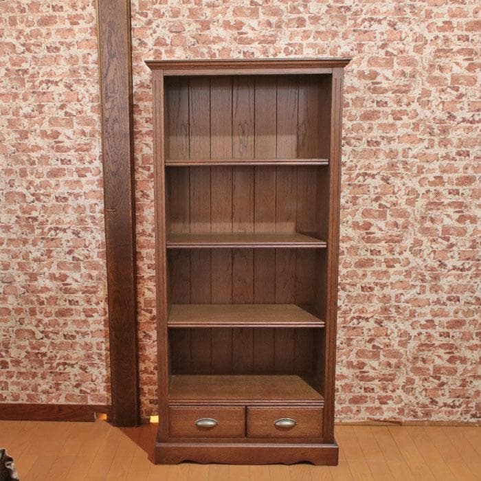 国産ブックシェルフ 本棚 幅88cm 木製シェルフ 引出付き 699-847