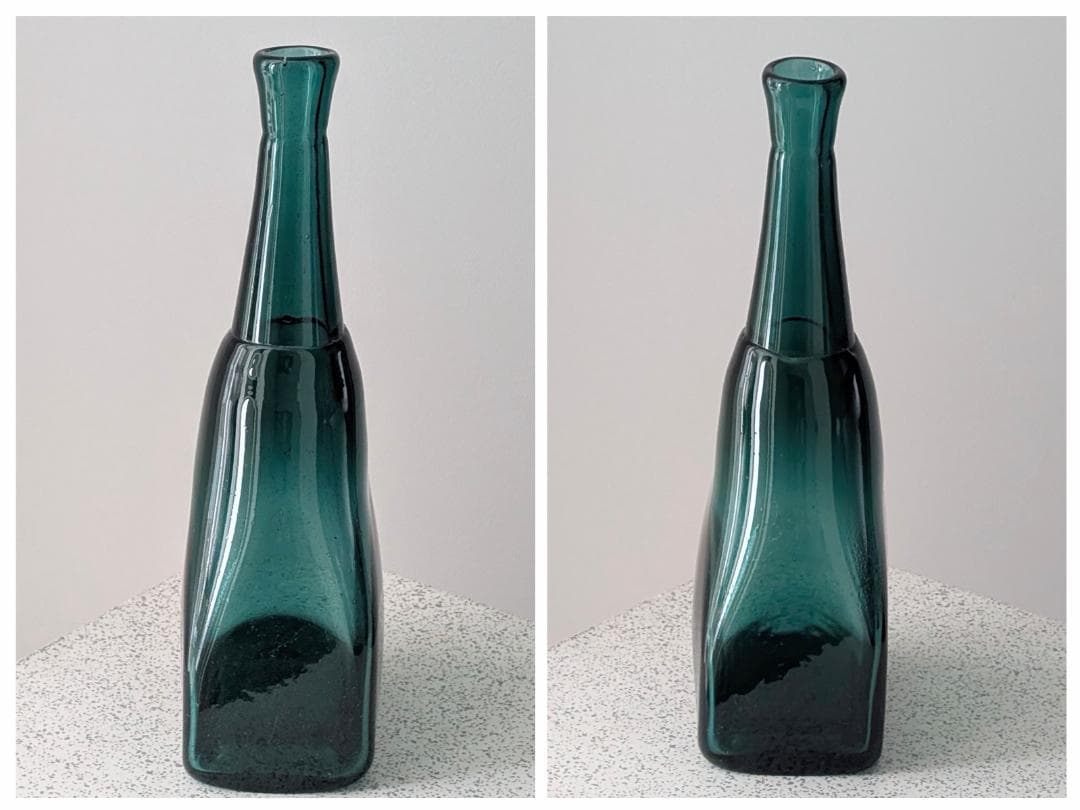 倉敷ガラス 小谷眞三 被せ 花入れ フラワーベース 角瓶 工藝 h31㎝